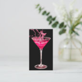 Trendige Events Barkeeper Neon Hot Pink Splash Visitenkarte (Stehend Vorderseite)