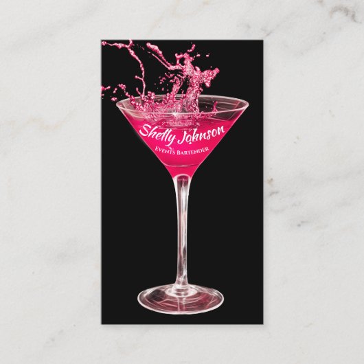 Trendige Events Barkeeper Neon Hot Pink Splash Visitenkarte (Vorderseite)