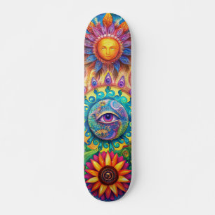Trendige farbenfrohe abstrakte psychedelische 3. A Skateboard