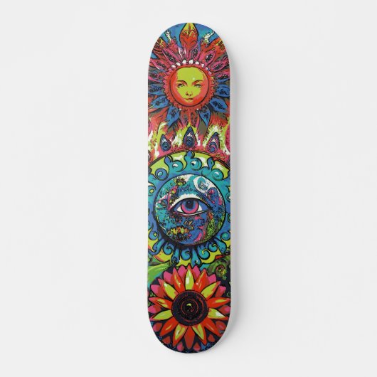 Trendige farbenfrohe abstrakte psychedelische 3. A Skateboard (Vorne)