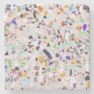 Trendige farbenfrohe glänzende Steine Terrazzo Ros Steinuntersetzer