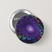 Trendige farbenfrohe moderne abstrakte Fraktalblum Button (Vorne & Hinten)