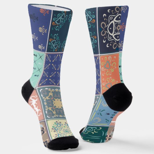 Trendige farbenfrohe Muster Socken (Gewinkelt)