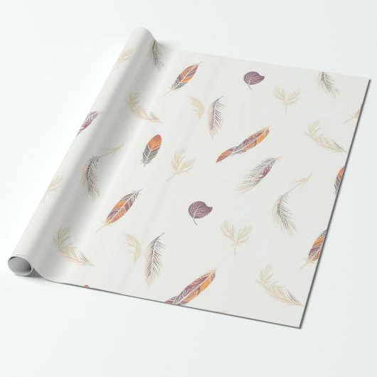 Trendige Federn Luxus Boho Kollektion Geschenkpapier (Ungerollt)