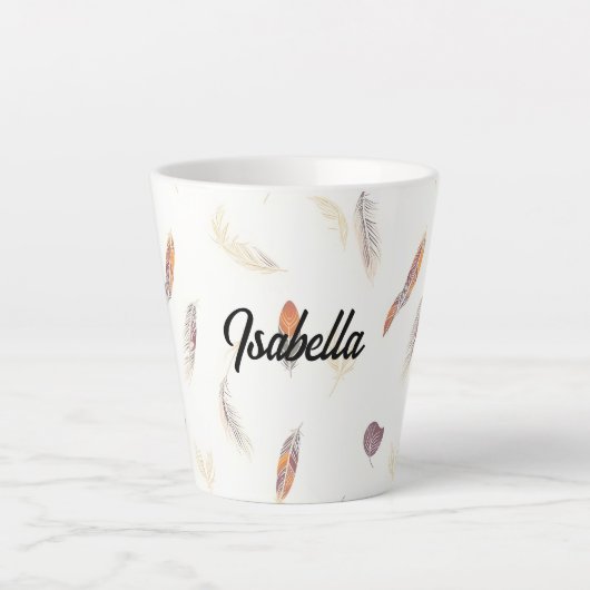 Trendige Federn Luxus-Boho-Kollektion Milchtasse (Vorderseite)
