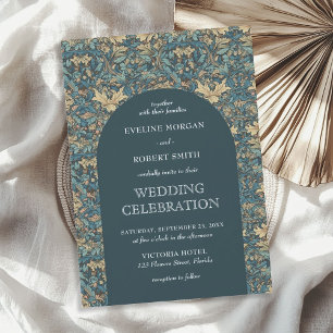 Trendige floral Art Nouveau William Morris Hochzei Einladung