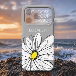 Trendige Floral Daisy mit grauem gelben benutzerde iPhone 16 Hülle