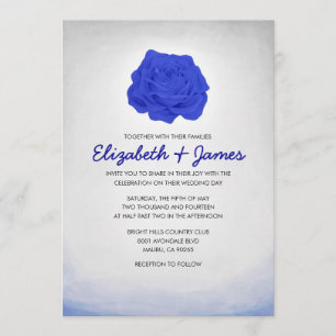 Trendige florale königsblaue Hochzeitseinladungen Einladung