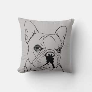 Trendige französische Bulldogge Graue Linienzeichn Kissen