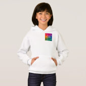 Trendige Frontpocket-Design-Girls mit weißer Vorla Hoodie (Vorne ganz)