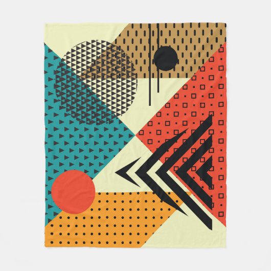 Trendige geometrische Elemente, Retrostil. Fleecedecke (Vorderseite)
