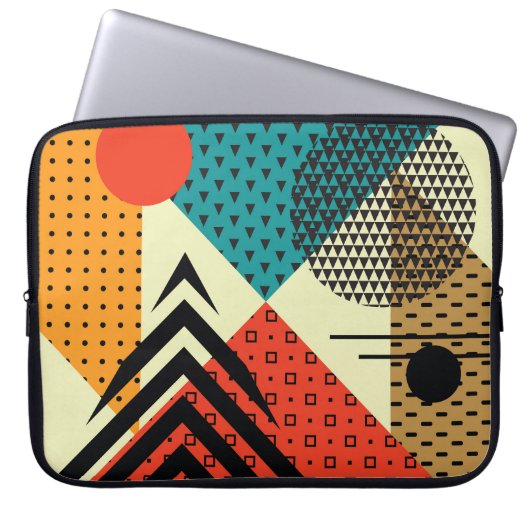 Trendige geometrische Elemente, Retrostil. Laptopschutzhülle (Vorderseite)