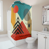 Trendige geometrische Elemente. Retrostil, PA Duschvorhang (Beispiel)