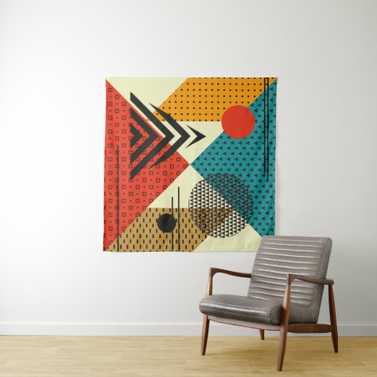 Trendige geometrische Elemente. Retrostil, PA Wandteppich (Beispiel (Horizontal))