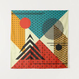 Trendige geometrische Elemente. Retrostil, PA Wandteppich