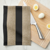trendige, geometrische Streifen aus schwarz und go Geschirrtuch (Viertel Falte)