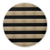 trendige, geometrische Streifen aus schwarz und go Keramikknauf (Vorderseite)