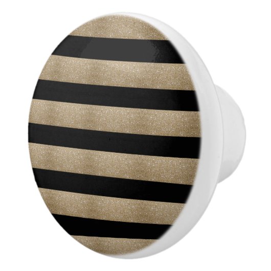 trendige, geometrische Streifen aus schwarz und go Keramikknauf (Rechts)