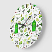 Trendige Gin Cocktails Print Cocktail Bar Gemuster Große Wanduhr (Winkel)