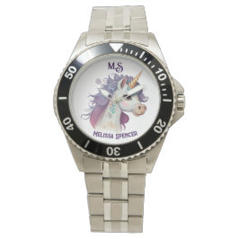 Trendige Girls’ Eleganter Lila magischer Unicorn N Armbanduhr