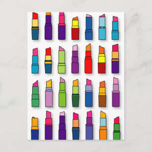 Trendige, girly Lippenstifte Muster Postkarte
