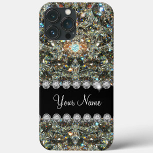 Trendige Glitzernde Faux-Bling-Juwelen- Monogramm Case-Mate iPhone Hülle