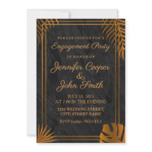 Trendige Gold-Blätter und Verlobung geometrischer