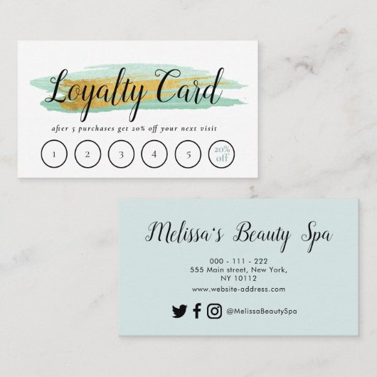 trendige Gold- und Blue-Takt-Treuekarte Visitenkarte (Vorne/Hinten)