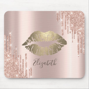 Trendige goldene Glitter-Lippen Roségold Glitter-T Mousepad