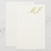 Trendige Goldfarbene Monogramm-Minimalist-Moderne Briefpapier (Vorne/Hinten)