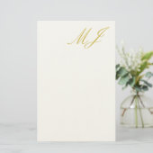 Trendige Goldfarbene Monogramm-Minimalist-Moderne Briefpapier (Stehend Vorderseite)