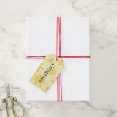 Trendige Gratulation Senfhintergrund Retro Geschenkanhänger (Mit Garn)