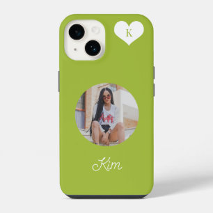 Trendige grüne Foto- und Namenspersonalisation mod iPhone 14 Hülle