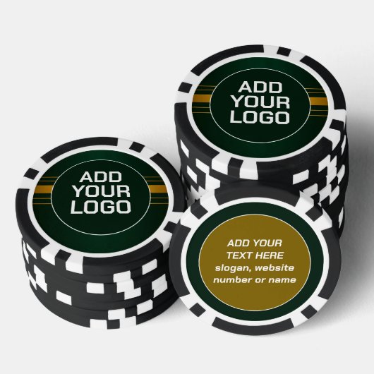 Trendige grüne Gold Luxus Leinen Textur Sammlung Pokerchips (Stapel)
