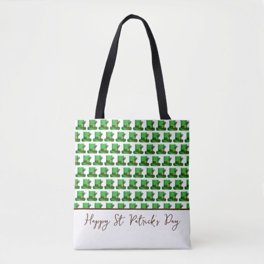 Trendige grüne Hüte Muster St. Patrick's Day Tasche (Vorderseite)