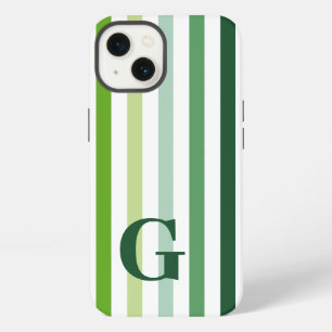 Trendige grüne Streifen mit Monogramm iPhone 13 Hülle