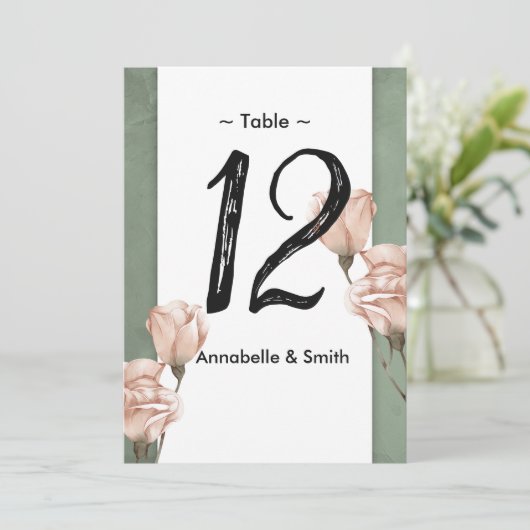 trendige grüne Tischnummer (Stehend Vorderseite)