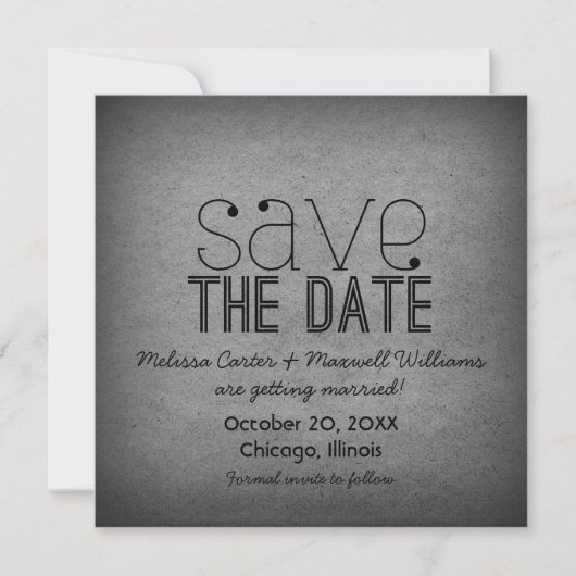 Trendige Grunge Save-the-Date-Einladung, Grau Save The Date (Vorderseite)