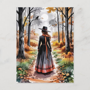 Trendige gruselige Halloween-Hexenwald-Menge Postkarte