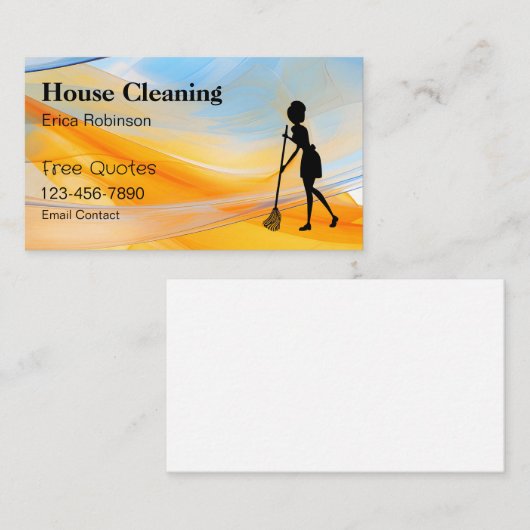 Trendige Hausreinigung Einzigartige Visitenkarten Visitenkarte (Vorne/Hinten)