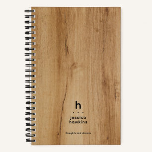 Trendige hellbraune Holzfurnier moderne Monogramm Notizblock