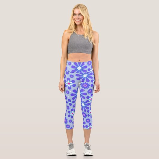 Trendige hippy-Blume Thema Capri Leggings (Vorderseite)