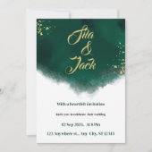 trendige Hochzeit in Grün und Gold Einladung (Vorderseite)
