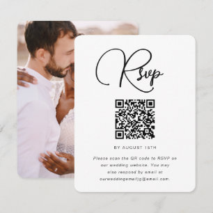 Trendige Hochzeitsfoto-RSVP mit QR-Code RSVP Karte