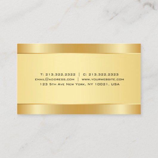 Trendige Imitate Gold Moderne einfache Vorlage Ele Visitenkarte (Rückseite)