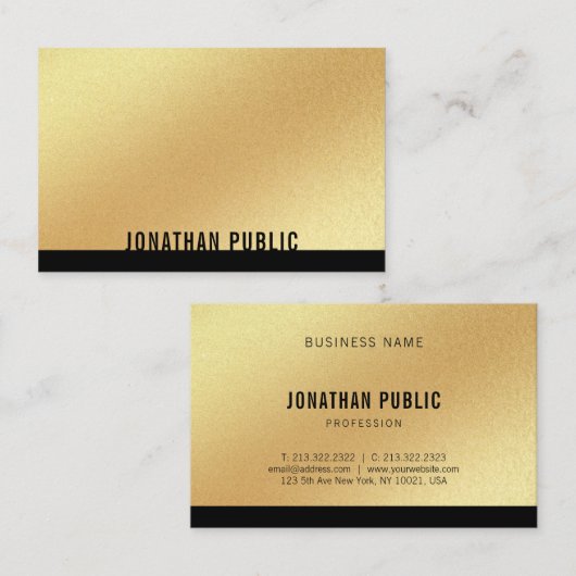 Trendige Imitate Gold Template Beruflich Moderne Visitenkarte (Vorne/Hinten)