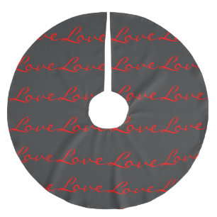 Trendige Kalligrafie Grau Rot Liebe Hochzeit Polyester Weihnachtsbaumdecke