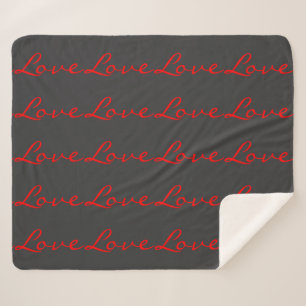 Trendige Kalligrafie Grau Rot Liebe Hochzeit Sherpadecke