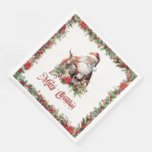 Trendige klassische grün-rote Kräne Weihnachten Serviette (Ecke)