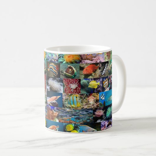 Trendige Korallenriff Marine Life Fish Tiere Fotos Kaffeetasse (VorderseiteRechts)